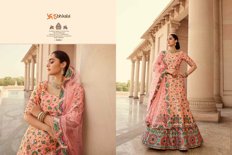 Shubhkala Veena Vol 2 Dno 2034 Art Silk Embroidered With Printed Heavy Work Stylish Designer Lehenga Choli