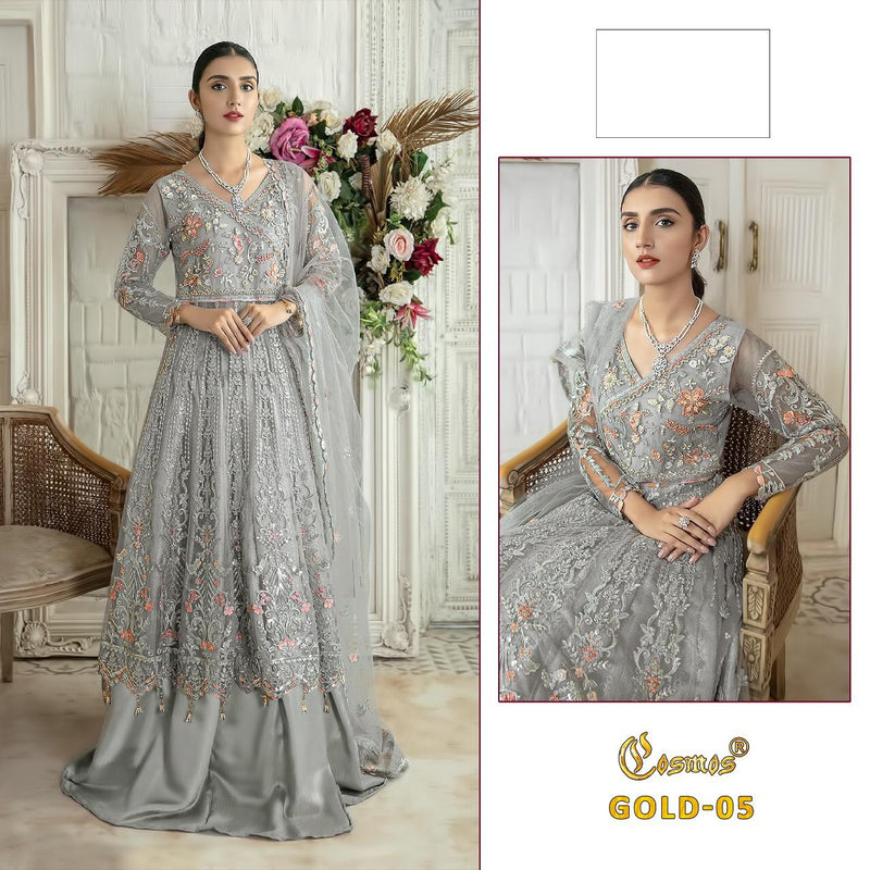 Cosmos Fashion Dno Gold 5 Georgette Stylish Designer Heavy Work Pakistani Style Salwar Suit