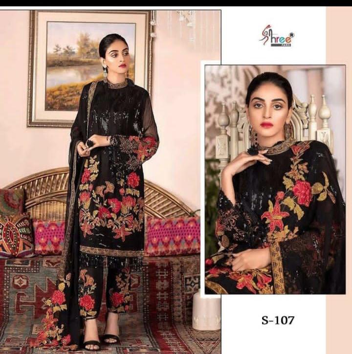 Shree Fab Dno 107 Georgette Stylish Designer Floral Print Party Wear Salwar Suit