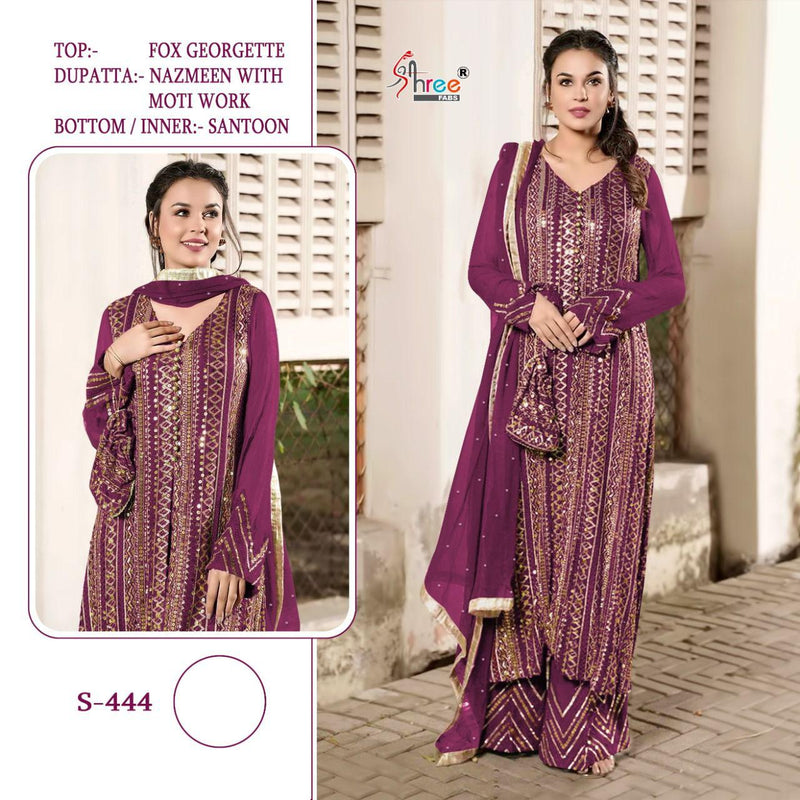 Shree Fab Dno 444 Fox Georgette Stylish Designer Party Wear Pakistani Style Salwar Suit