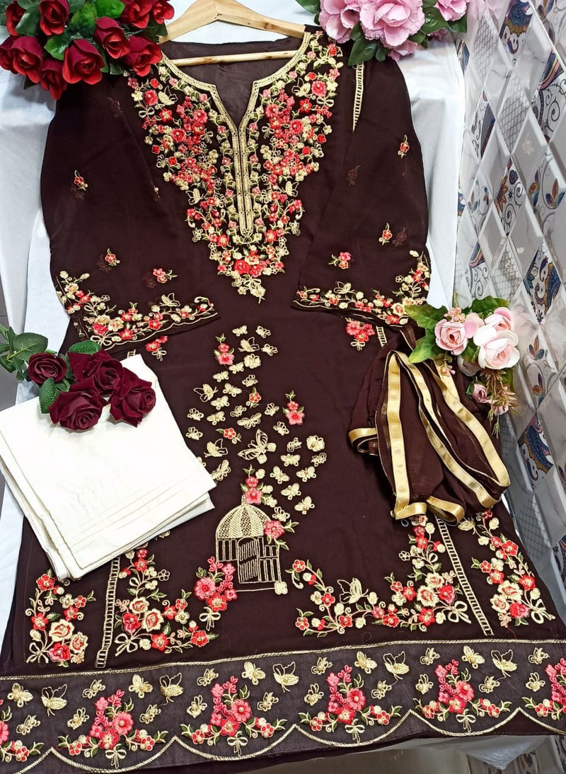Tata Trendz Dno 2709 Georgette With Heavy Embroidery Stylish Designer Party Wear Pret Kurti