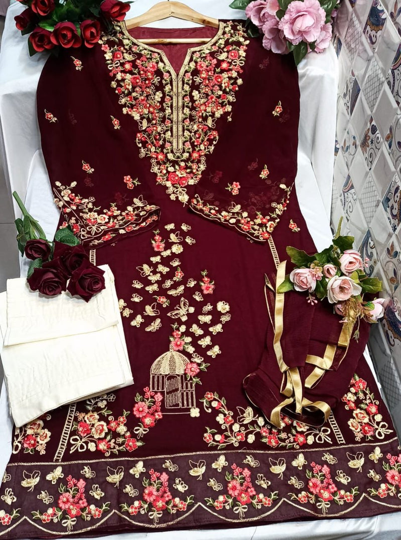 Tata Trendz Dno 2709 Georgette With Heavy Embroidery Stylish Designer Party Wear Pret Kurti