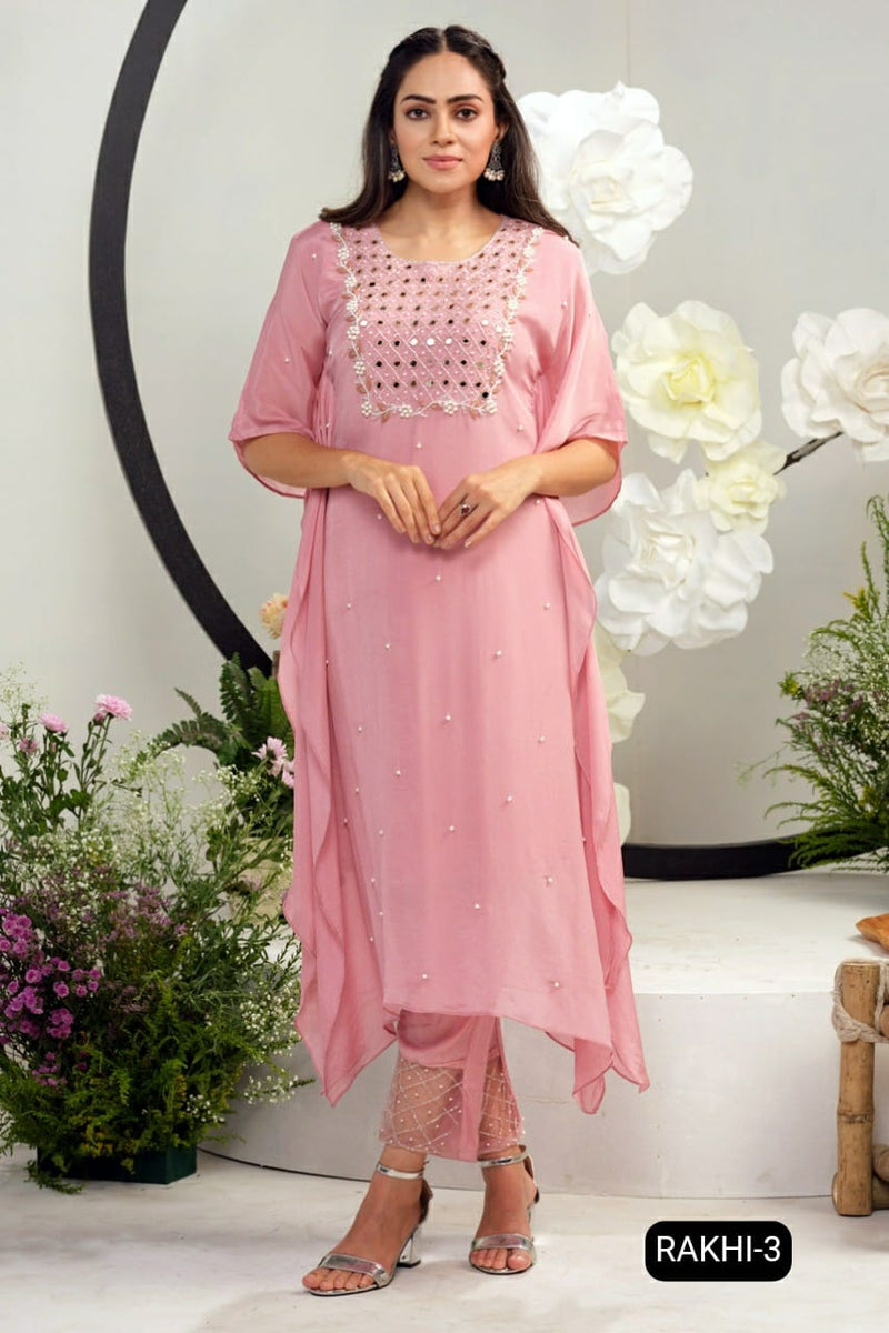 S4u Shivali Dno Rakhi 3 Georgette Wtih Heavy Embroidery HandWork Stylish Designer Party Wear Look Kurti