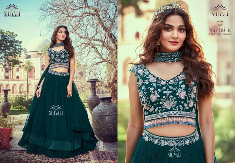 S4u Shivali Samaira Fancy  With embroidery Work Stylish Designer Wedding Wear Indo Western Lehenga