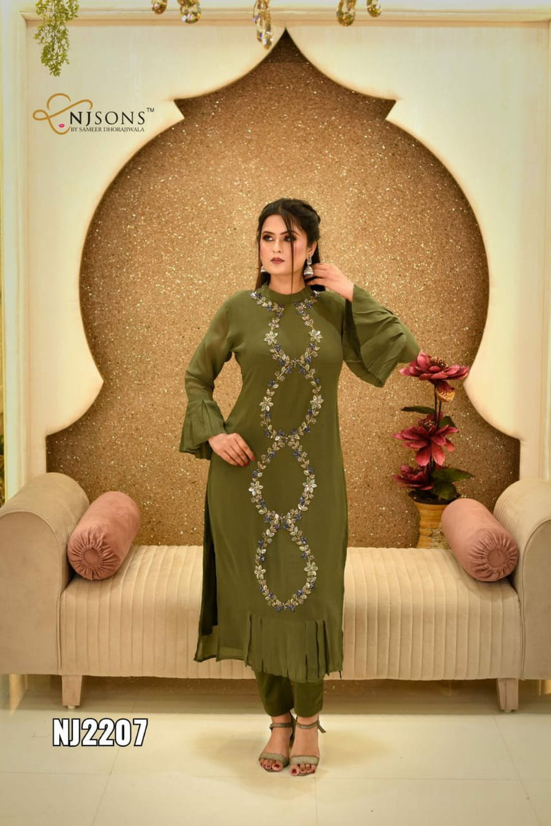 NJ Sons 2207 Georgette With Beautiful Work Stylish Designer Party Wear Fancy Kurti