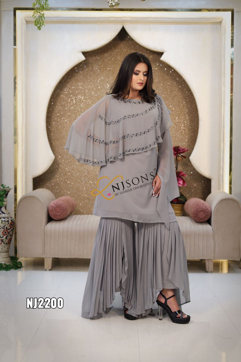 NJ Sons 2200 Georgette With Beautiful Work Stylish Designer Party Wear Fancy Kurti