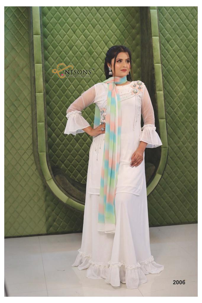 NJ Sons 2006 Georgette With Beautiful Work Stylish Designer Party Wear Fancy Long Kurti