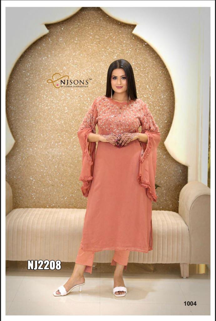 NJ Sons 2208 Georgette With Beautiful Work Stylish Designer Party Wear Fancy Kurti