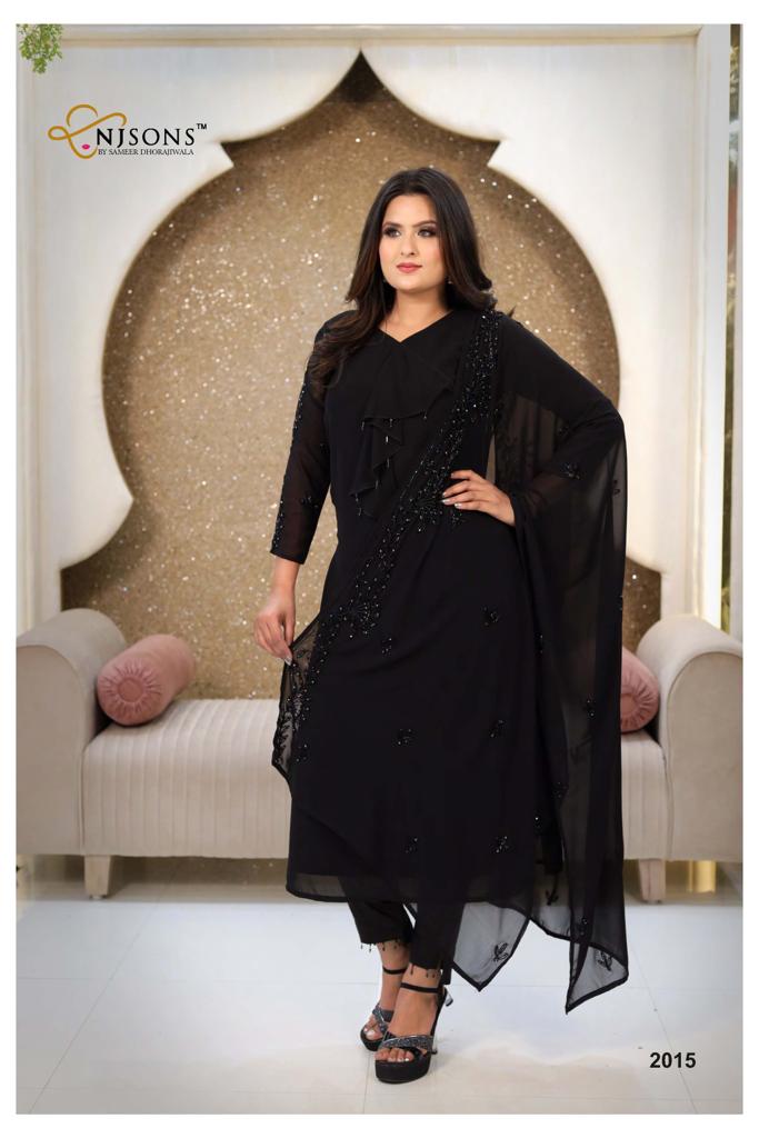 NJ Sons 2015 Georgette With Beautiful Work Stylish Designer Party Wear Fancy Kurti