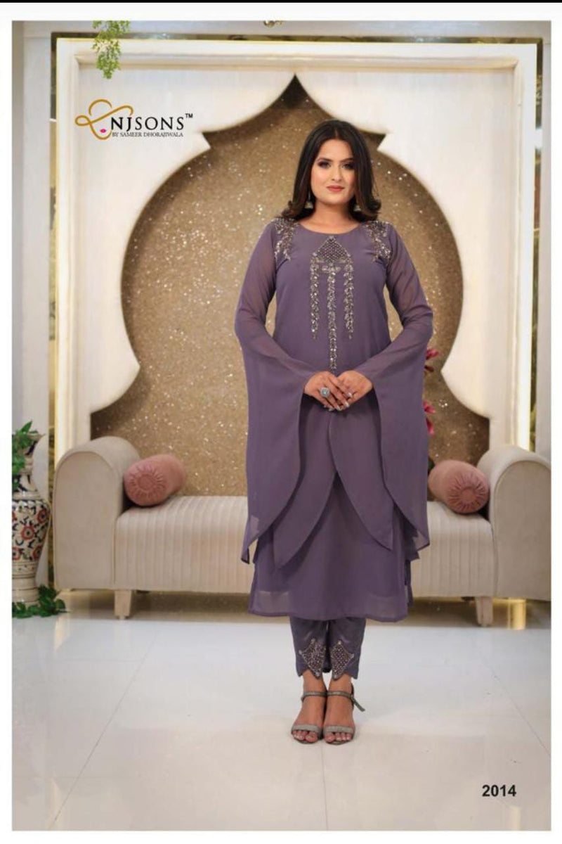 NJ Sons 2014 Georgette With Beautiful Work Stylish Designer Party Wear Fancy Kurti