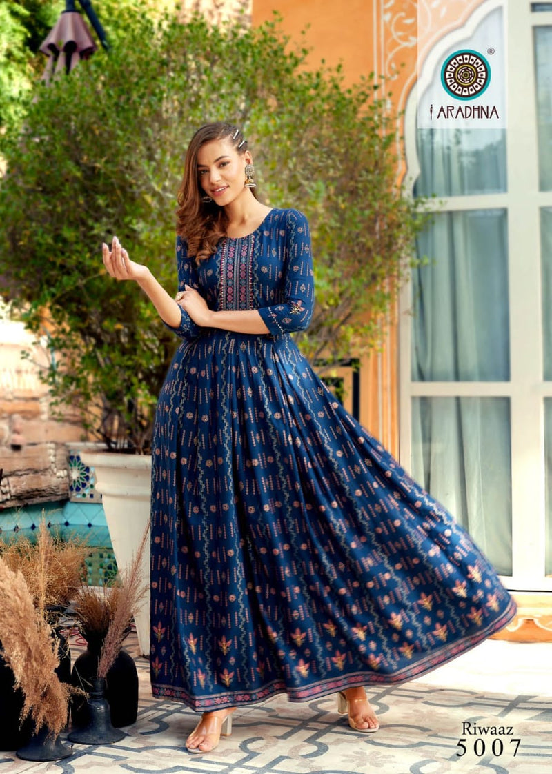 Aradhna Riwaaz Vol 5 Rayon Stylish Designer Party Wear Casual look Long Kurti