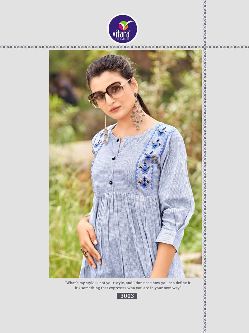 Vitara Floret Khadi Cotton Stylish Designer Fancy Casual Wear kurti