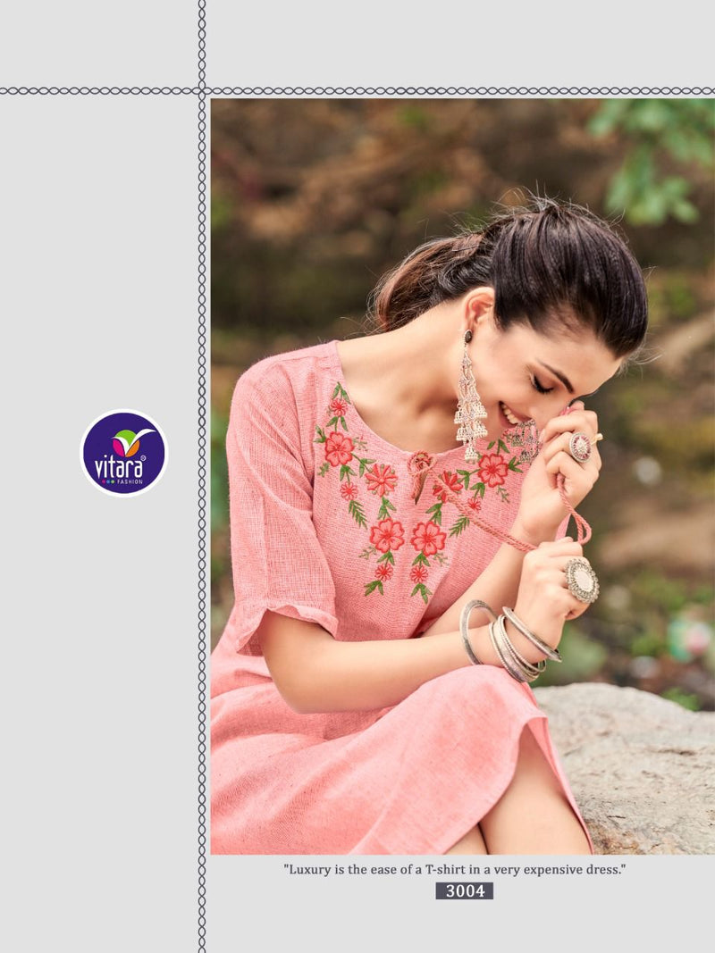 Vitara Floret Khadi Cotton Stylish Designer Fancy Casual Wear kurti