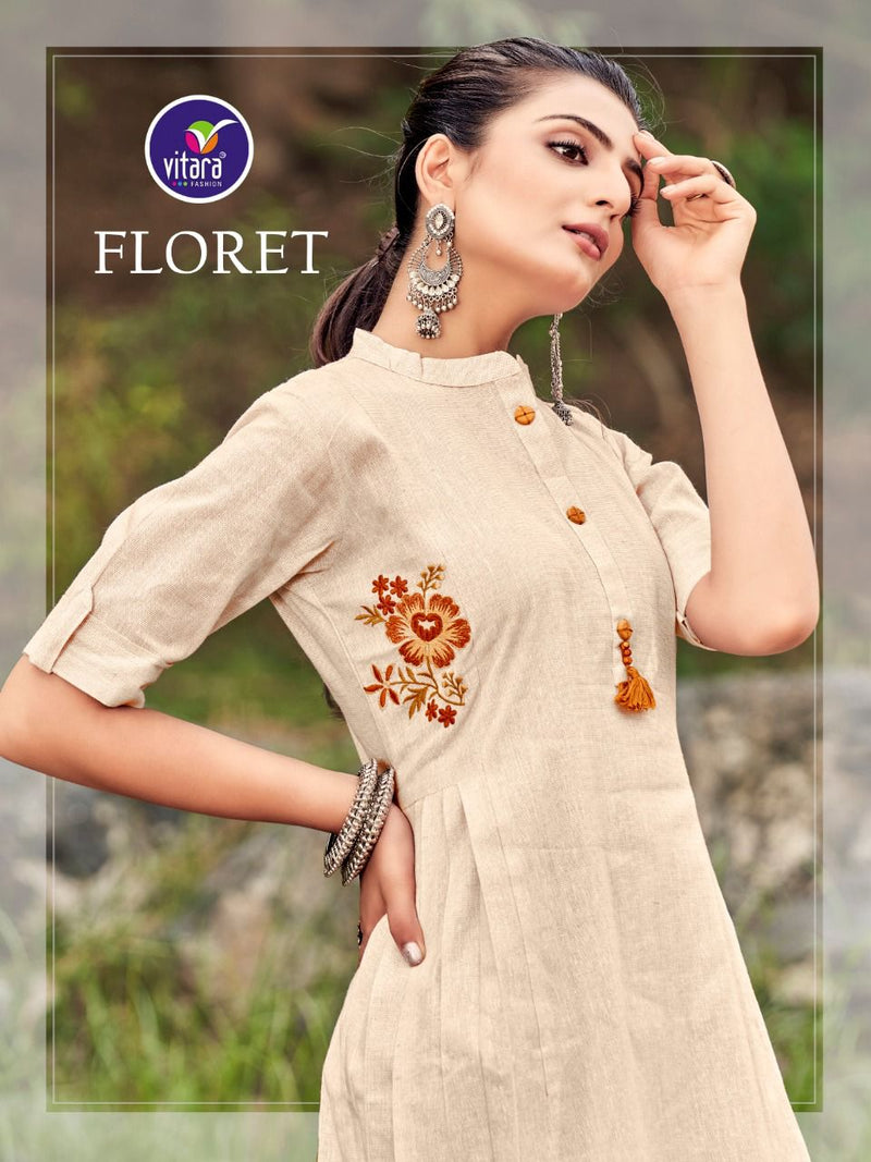 Vitara Floret Khadi Cotton Stylish Designer Fancy Casual Wear kurti