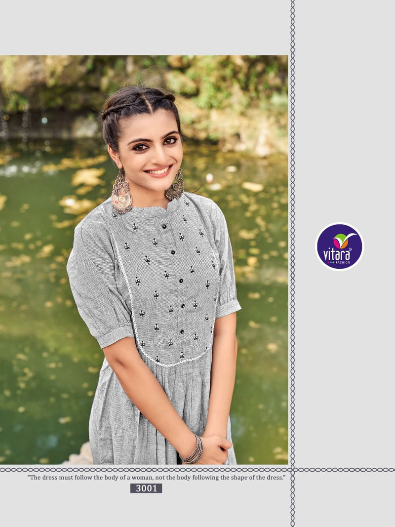 Vitara Floret Khadi Cotton Stylish Designer Fancy Casual Wear kurti