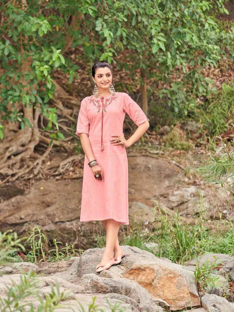 Vitara Floret Khadi Cotton Stylish Designer Fancy Casual Wear kurti