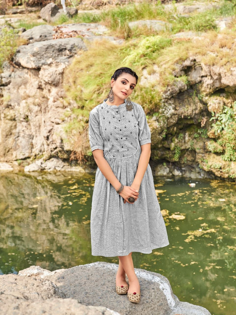Vitara Floret Khadi Cotton Stylish Designer Fancy Casual Wear kurti