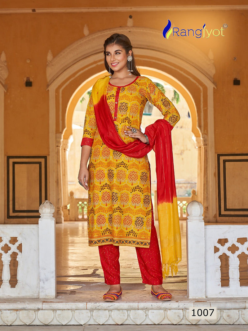 Rangjyot Rangrasiya Vol 1 Rayon Stylish Designer Festive wear Fancy Kurti