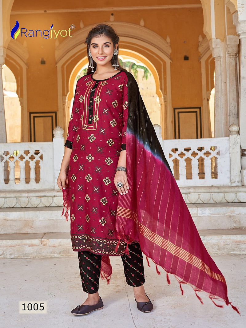 Rangjyot Rangrasiya Vol 1 Rayon Stylish Designer Festive wear Fancy Kurti