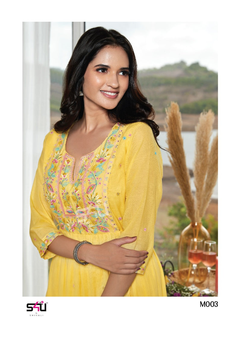 S4u Shivali Mul Mul Pure Cotton Stylish Designer Party Wear Long Fancy Kurti
