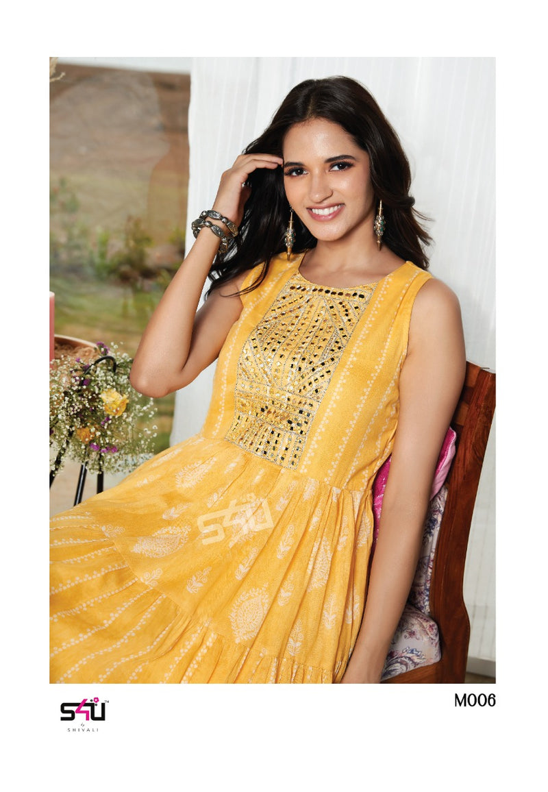 S4u Shivali Mul Mul Pure Cotton Stylish Designer Party Wear Long Fancy Kurti
