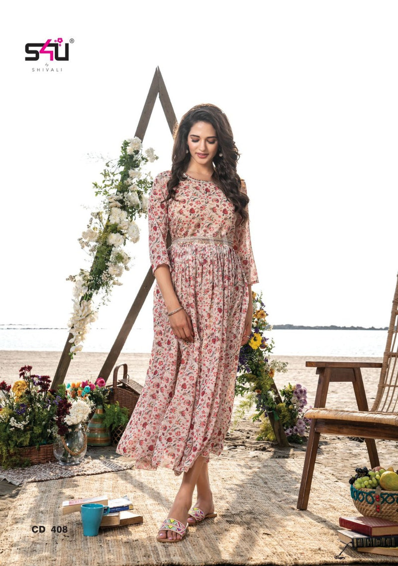 S4u Shivali Dno Cd 408 Pure Cotton With Hand Work Stylish Designer Fancy Look Long Kurti