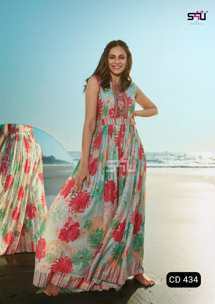 S4u Shivali Dno Cd 434 Pure Cotton With Hand Work Stylish Designer Casual Look Long Kurti