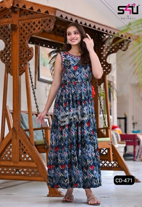 S4u Shivali Dno Cd 471 Pure Cotton With Hand Work Stylish Designer Fancy Look Long Kurti