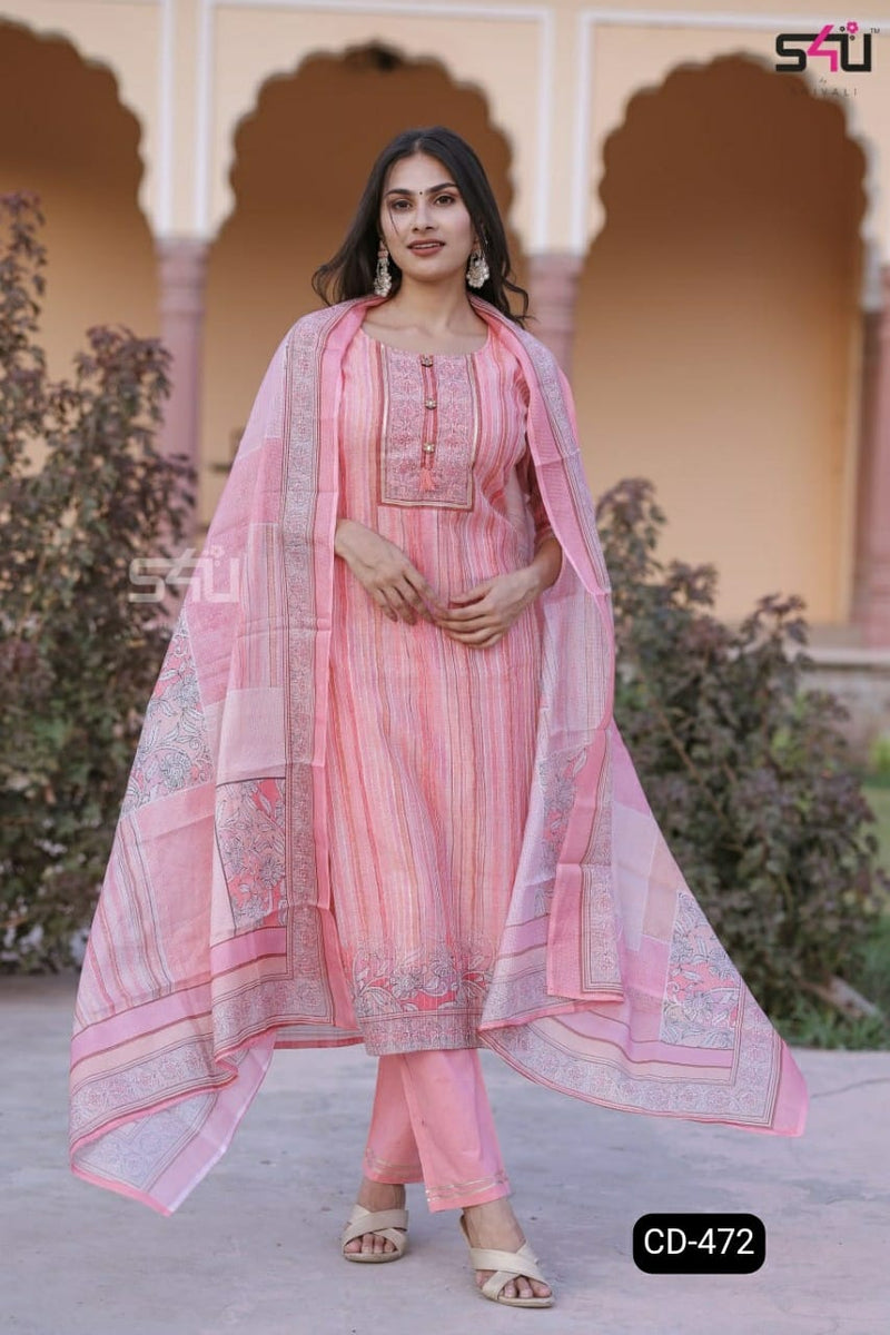 S4u Shivali Dno Cd 472 Pure Cotton With Hand Work Stylish Designer Fancy Look Long Kurti