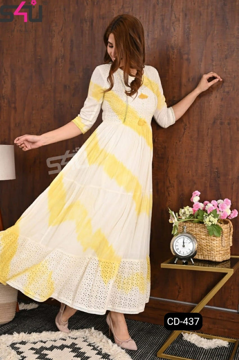 S4u Shivali Dno Cd 437 Pure Cotton With Hand Work Stylish Designer Fancy Look Long Kurti