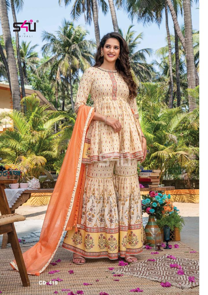 S4u Shivali Dno Cd 419 Pure Cotton With Hand Work Stylish Designer Fancy Look Long Kurti