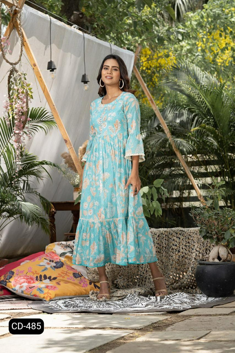 S4u Shivali Dno Cd 485  Pure Cotton With Hand Work Stylish Designer Fancy Look Long Kurti