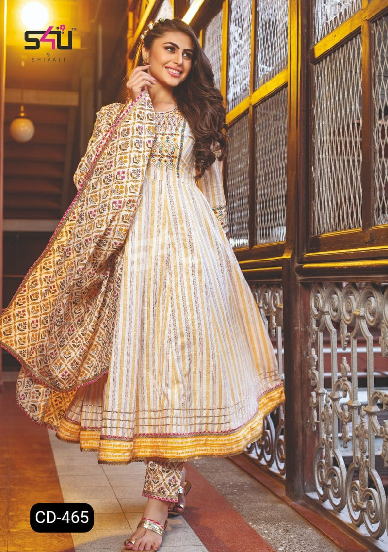 S4u Shivali Dno Cd 465  Pure Cotton With Hand Work Stylish Designer Casual Look Long Kurti