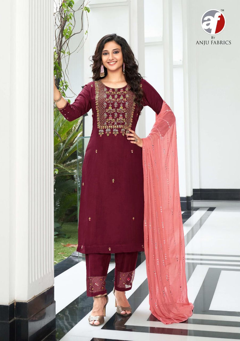 Anju Fabs Shehnai Vol 3 Viscose Dola With Heavy Hand Work Stylish Designer Festive Wear Fancy Kurti