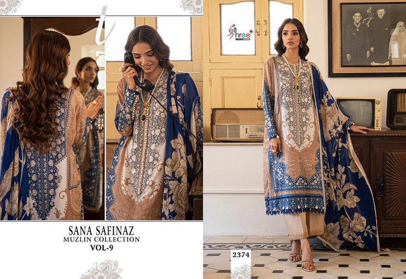 Shree Fabs Sana Safinaz Vol 9 Pure Cotton With Heavy Embroidery Work Stylish Designer Party Wear Salwar Suit