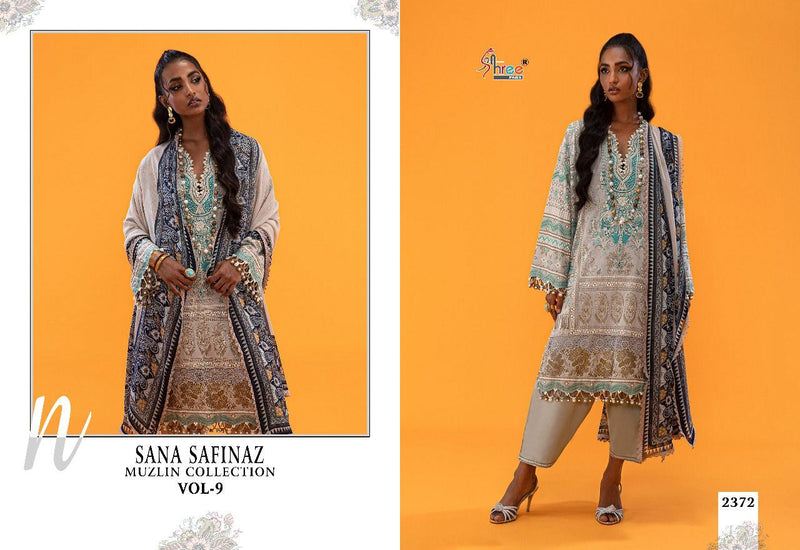 Shree Fabs Sana Safinaz Vol 9 Pure Cotton With Heavy Embroidery Work Stylish Designer Party Wear Salwar Suit