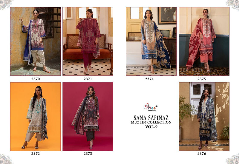 Shree Fabs Sana Safinaz Vol 9 Pure Cotton With Heavy Embroidery Work Stylish Designer Party Wear Salwar Suit
