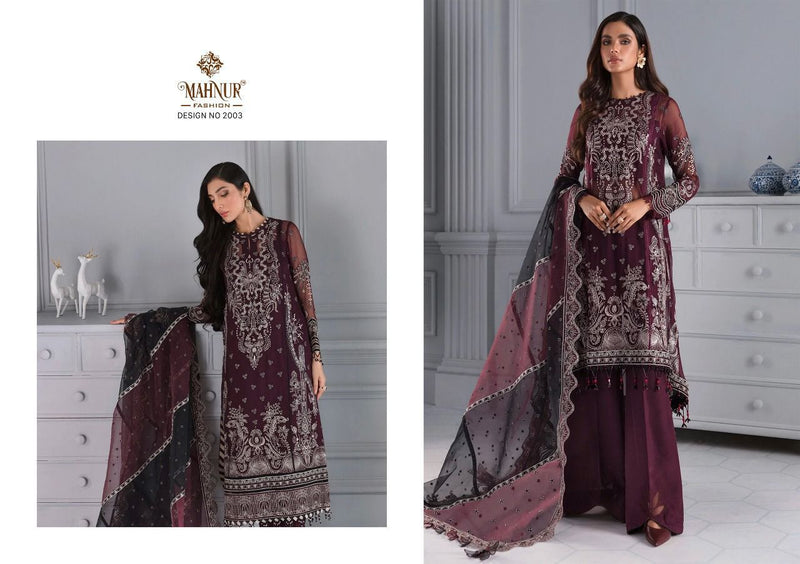 Mahnur Fashion Dno 2001 To 2003 Heavy Georgette Beautiful With Fancy Embroidery Work Stylish Designer Salwar Suit