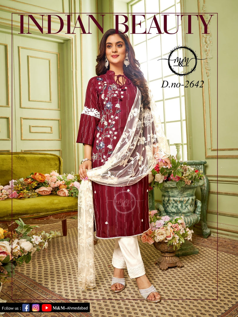 M&M Dno 2642 Georgette With Beautiful Work Stylish Designer Festive wear Casual Look Kurti