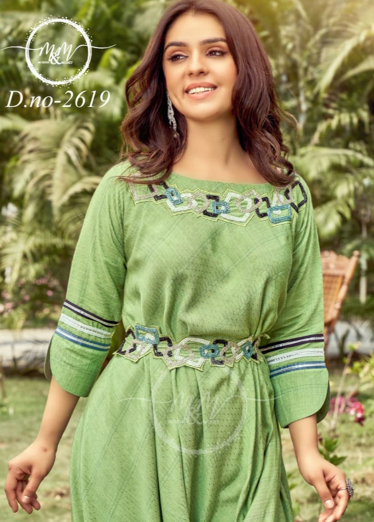 M&M Dno 2619 Georgette With Beautiful Work Stylish Designer Causal Look Long Kurti