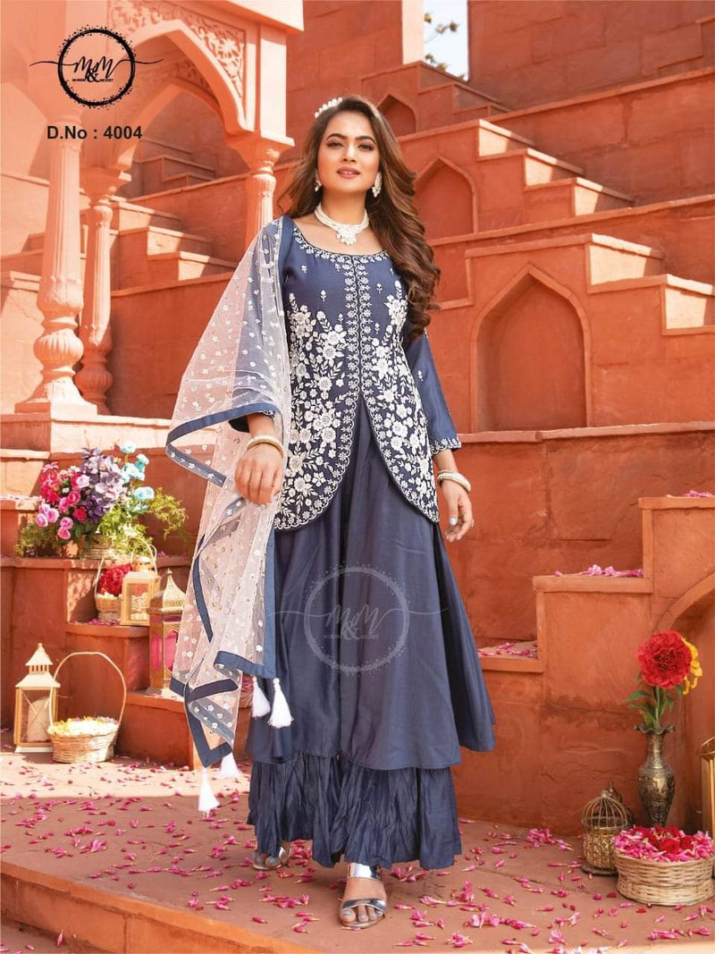 M&M Dno 4004 Georgette With Beautiful Work Stylish Designer Casual Wear Fancy Kurti