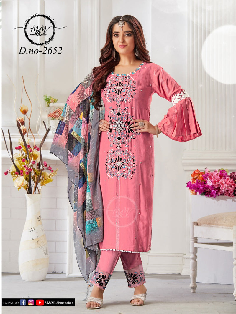 M&M Dno 2652 Georgette With Beautiful Work Stylish Designer Casual Wear Fancy Kurti