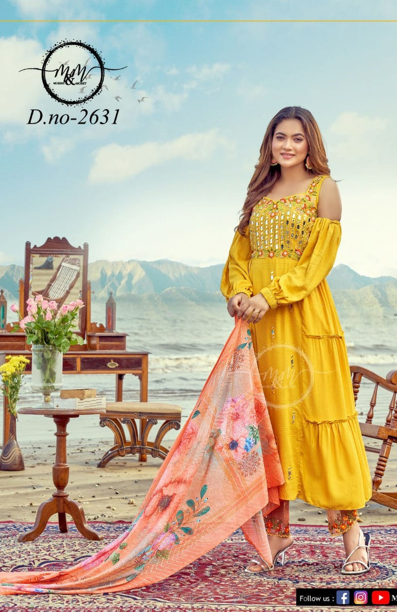 M&M Dno 2631 Georgette With Beautiful Work Stylish Designer Casual Wear Fancy Kurti