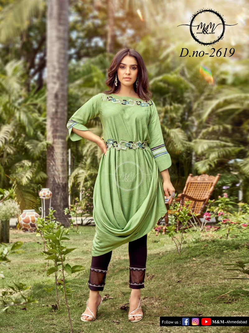 M&M Dno 2619 Georgette With Beautiful Work Stylish Designer Causal Look Long Kurti