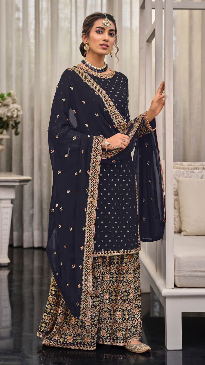 Leba Shagun Georgette With Heavy Embroidery Work Stylish Designer Party Wear Salwar Kameez
