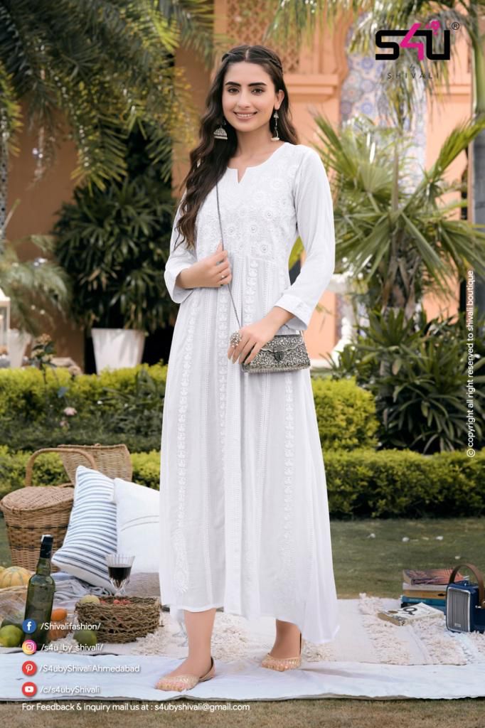 S4u Shivali Luckhnowi Viscose Rayon Stylish Designer Casual Wear Long Fancy Kurti