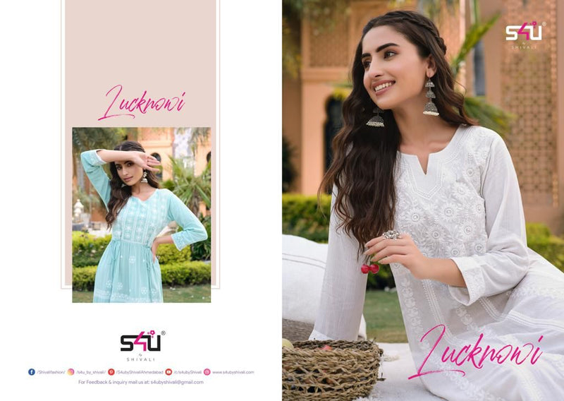 S4u Shivali Luckhnowi Viscose Rayon Stylish Designer Casual Wear Long Fancy Kurti