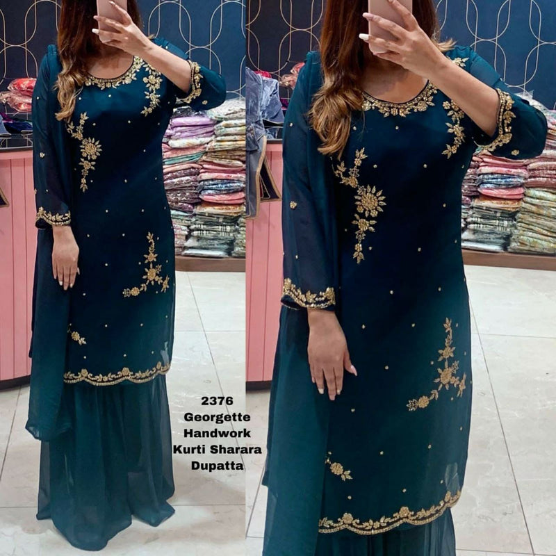 Rutba Dno 2376 Georgette With Handwork Stylish Designer Casual Wear Fancy Kurti