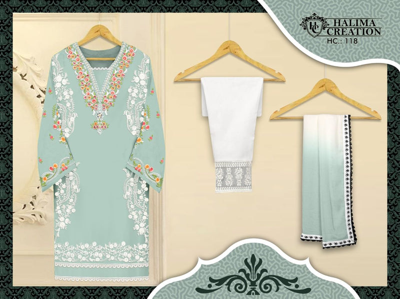 Halima Creation Dno Hc 118 Georgette With Embroidery Work Stylish Designer Fancy Pret Kurti