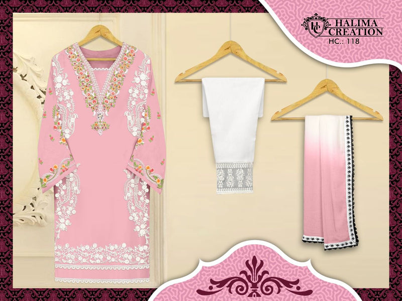 Halima Creation Dno Hc 118 Georgette With Embroidery Work Stylish Designer Fancy Pret Kurti